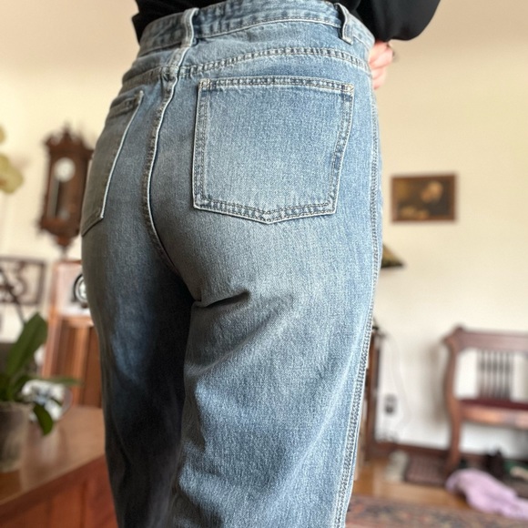 Nasty Girl High Rise Wide Leg Button Up Denim Flared Jeans - Picture 6 of 9